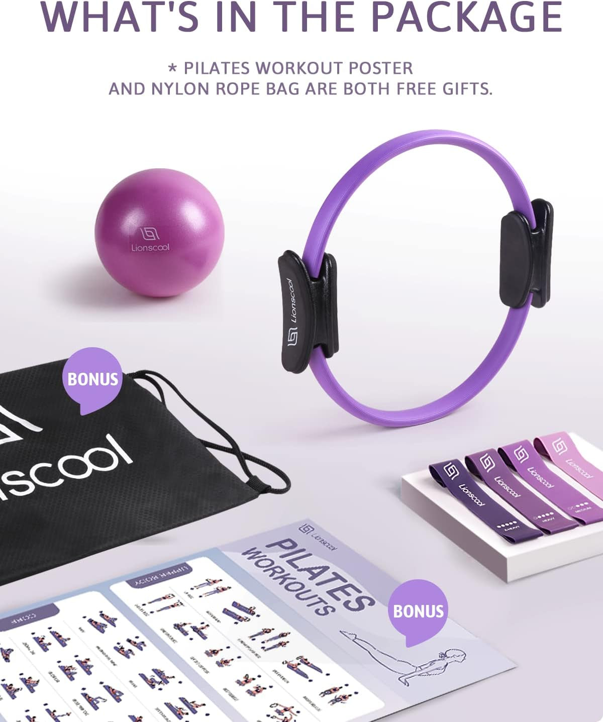 LIONSCOOL Pilates Ring Set – 14" Anti-Deformation Magic Circle