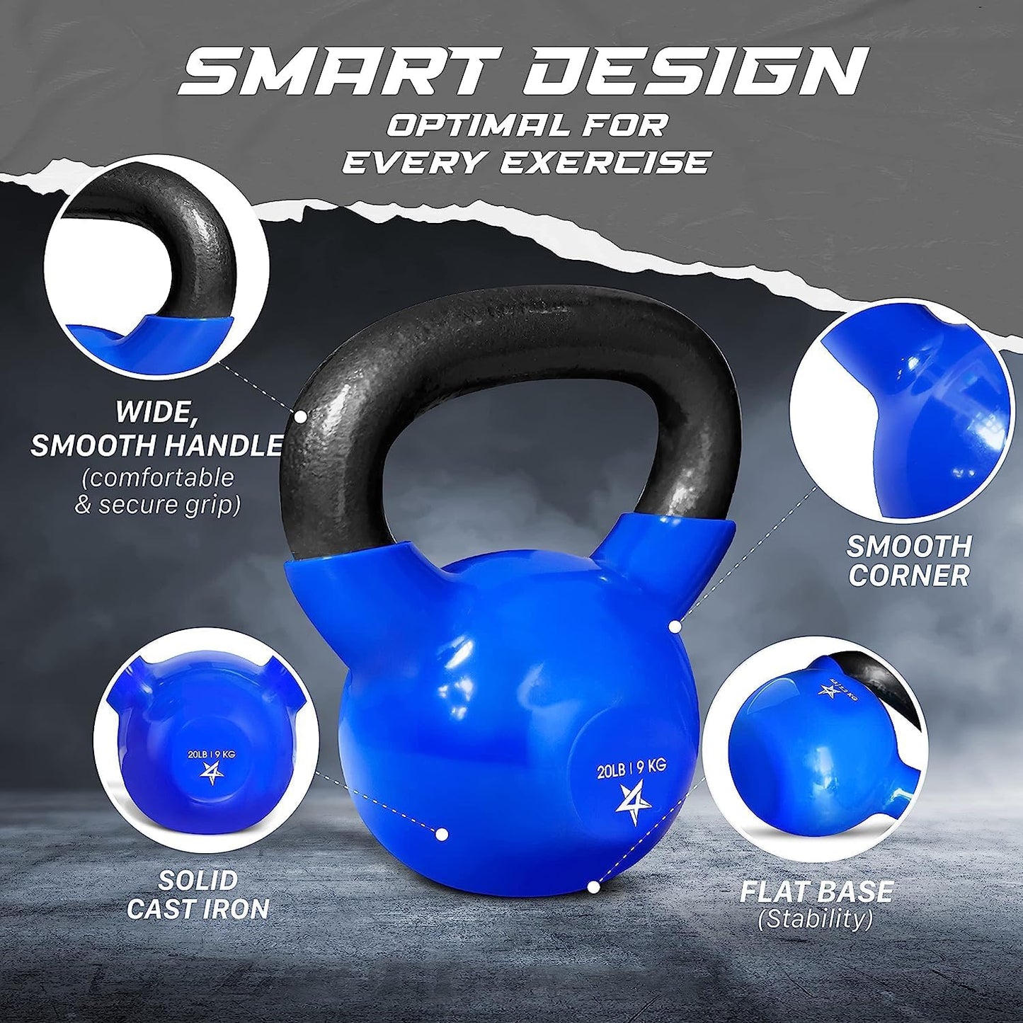 20 Pound Vinyl Coated Cast Iron Kettlebell