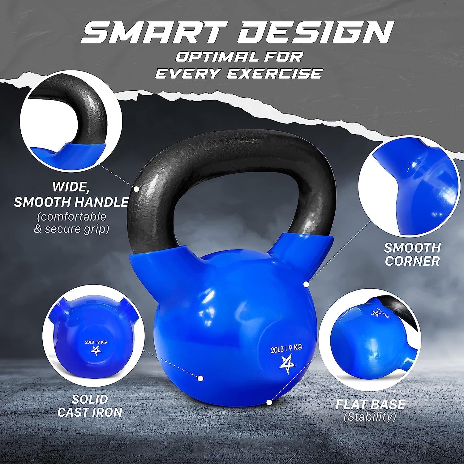20 Pound Vinyl Coated Cast Iron Kettlebell