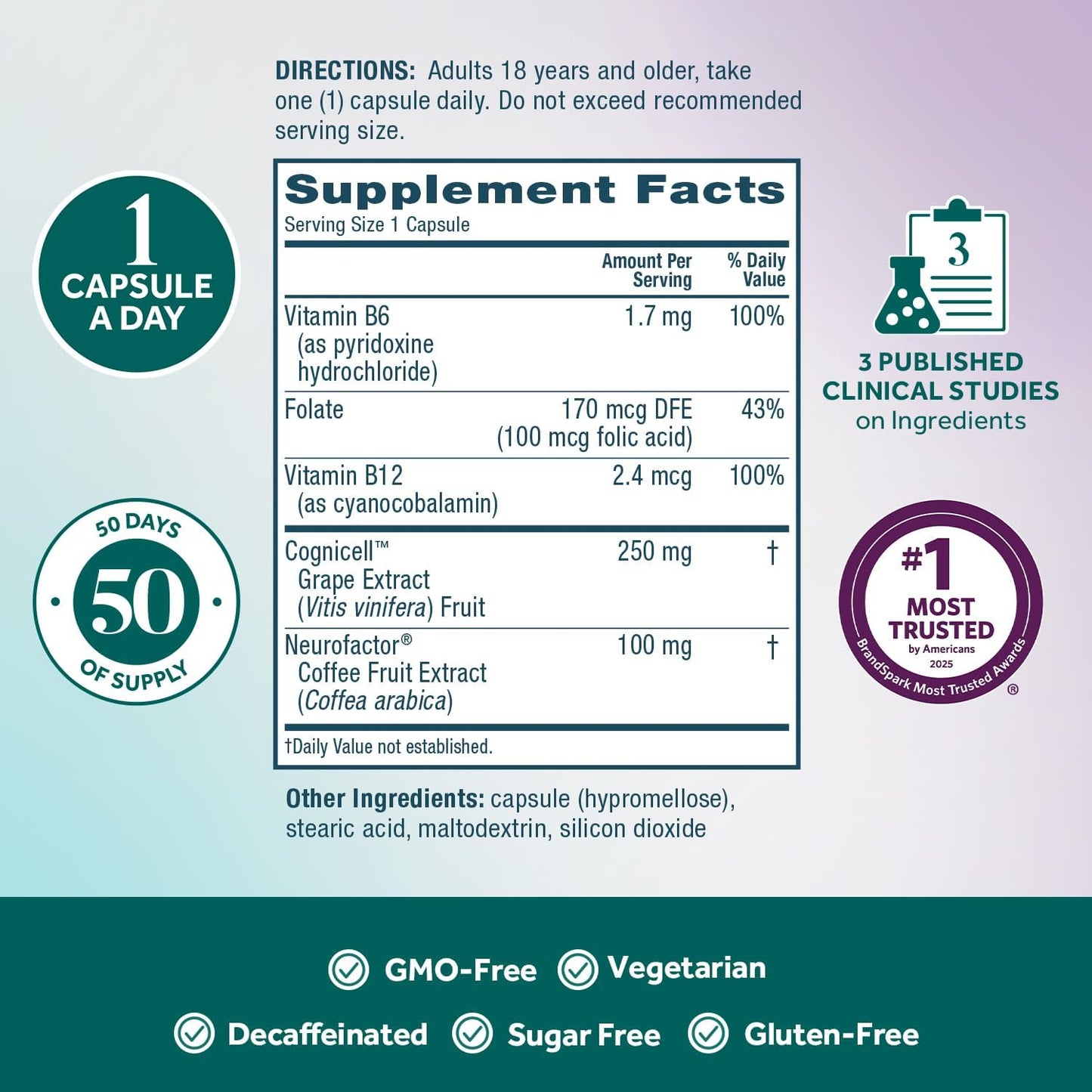 NEURIVA Memory 3D Brain Supplement - Nootropic Capsules for Memory