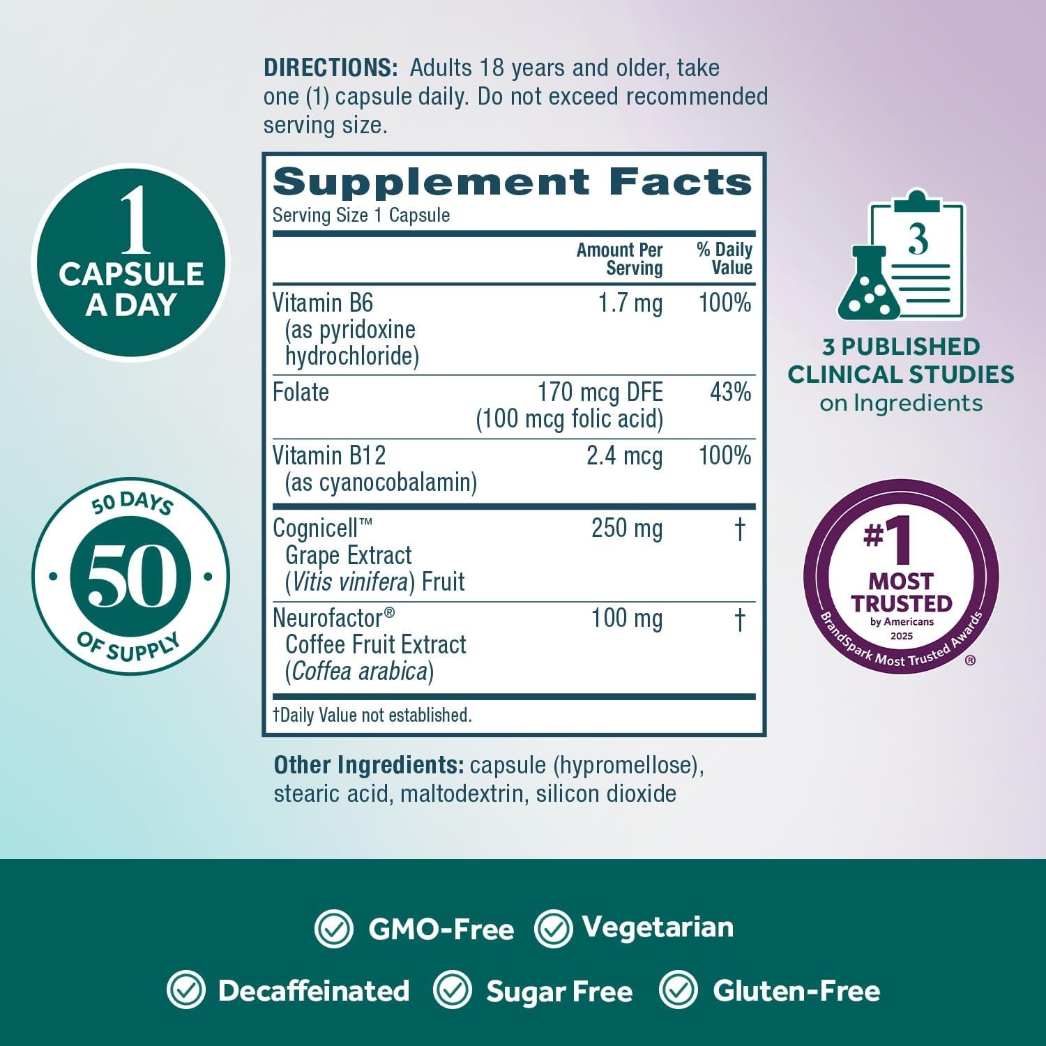 NEURIVA Memory 3D Brain Supplement - Nootropic Capsules for Memory