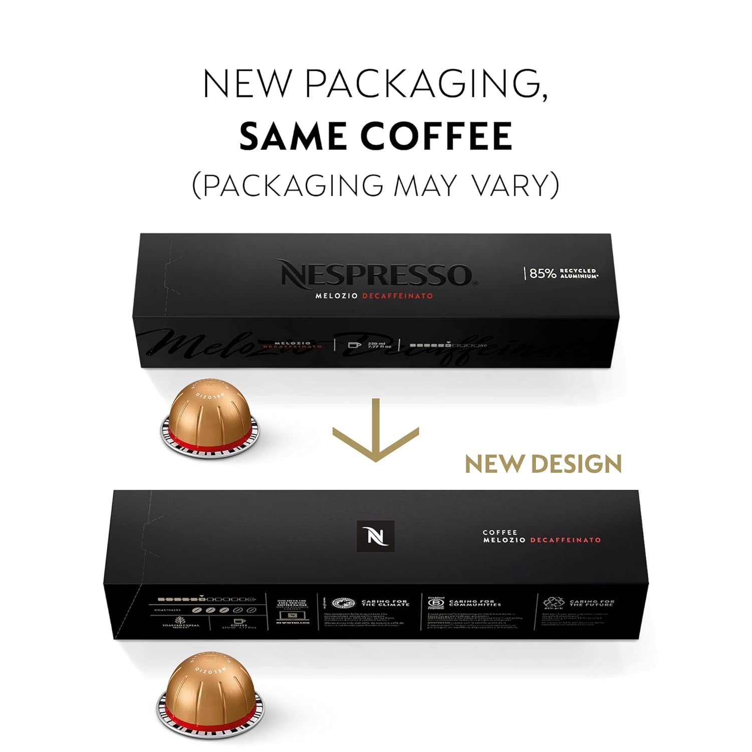 Nespresso Capsules Vertuo, Melozio Decaffeinato, Medium Roast Espresso, Brews 7.8 Oz.