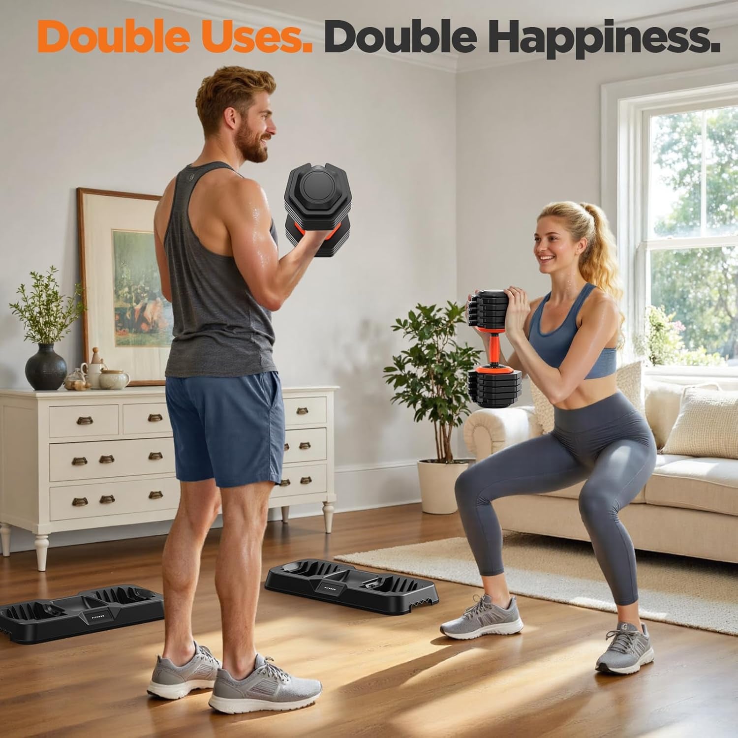 LifeOG Updated Adjustable Dumbbell Set of 2 - 110lbs/55lbs