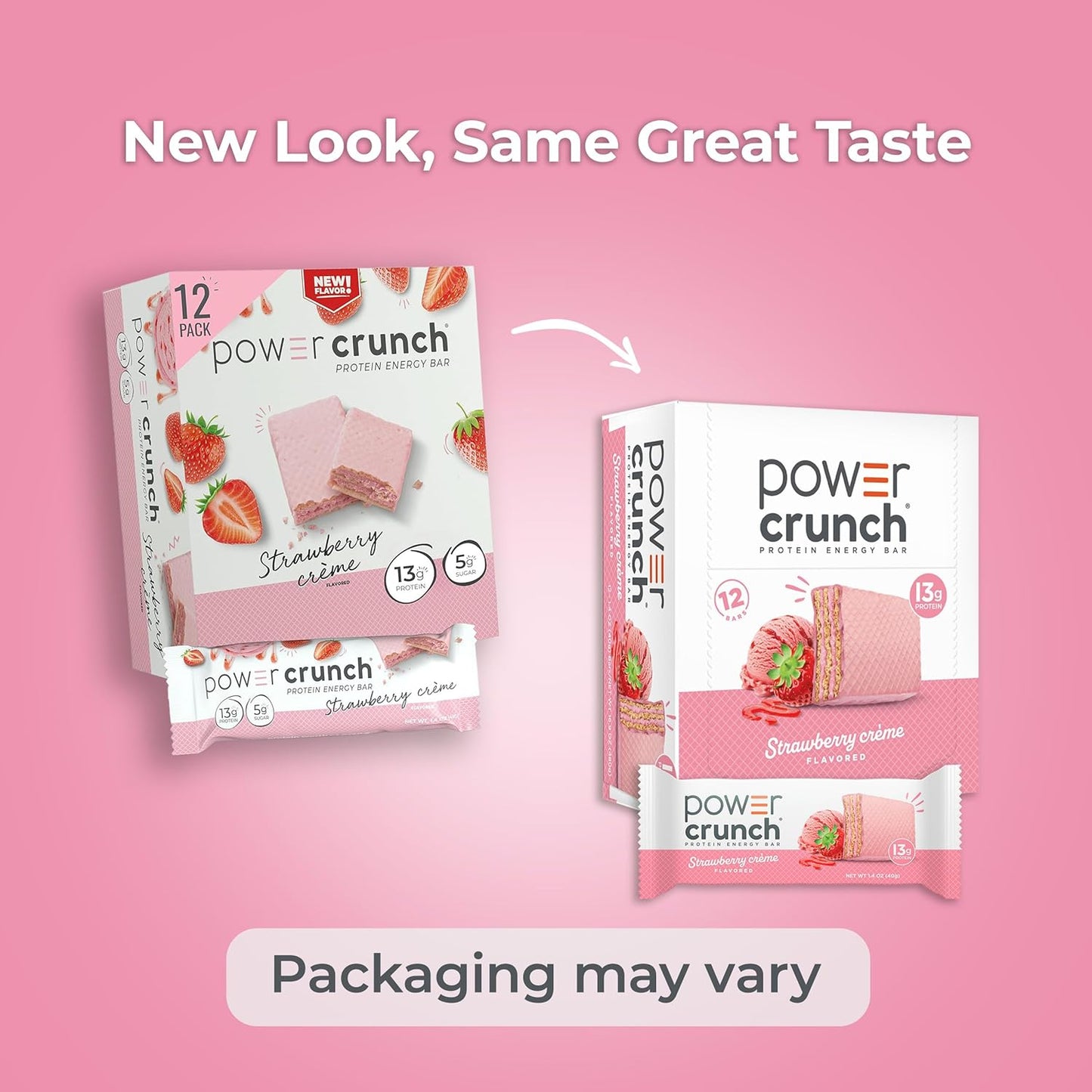 Power Crunch Protein Energy Wafer Bars, Strawberry Crème (12 Count)