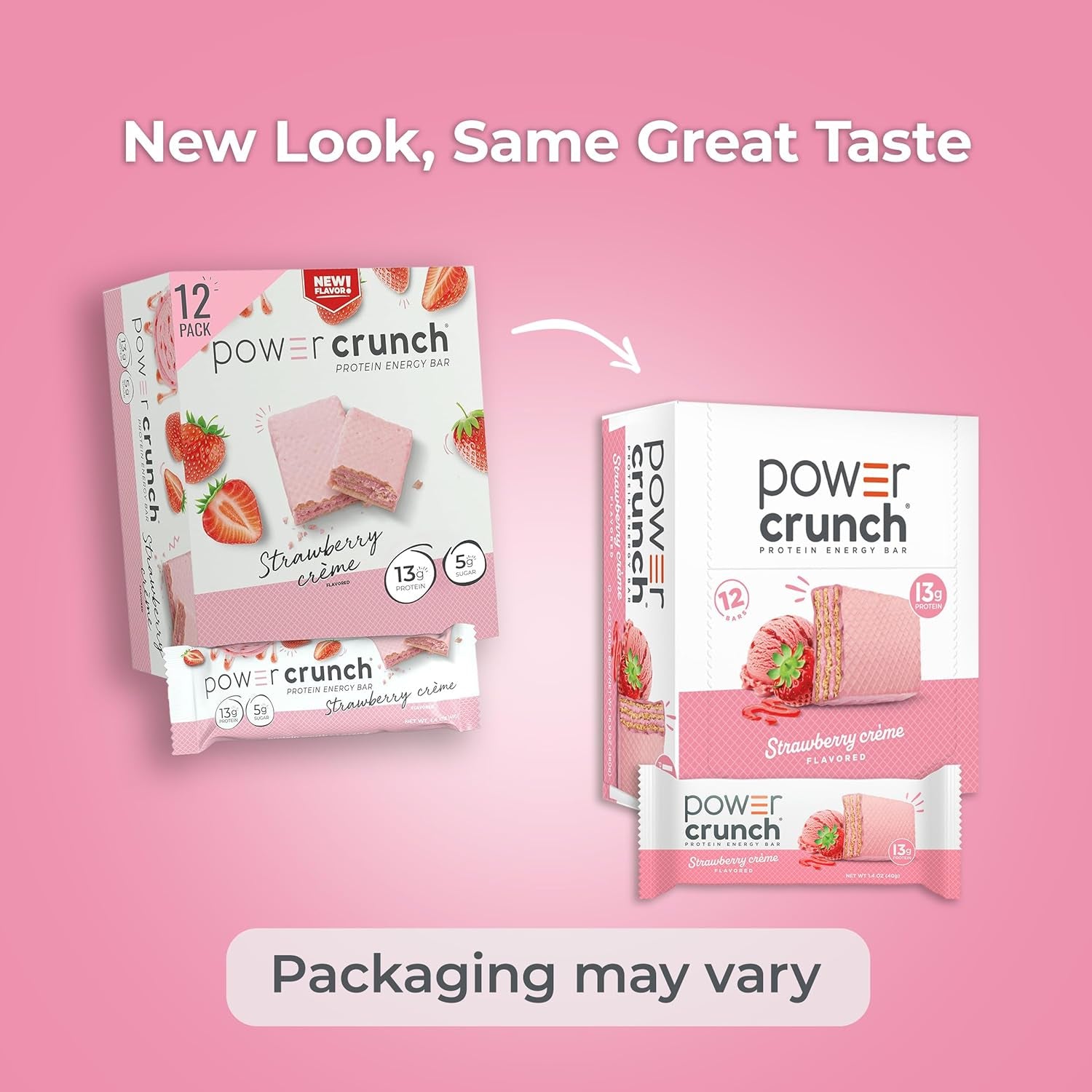 Power Crunch Protein Energy Wafer Bars, Strawberry Crème (12 Count)