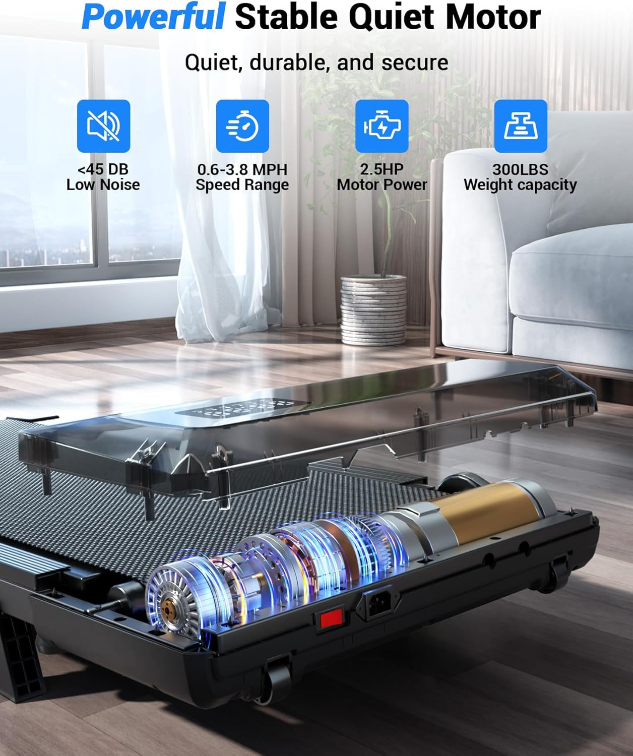 DeerRun Under Desk Walking Pad Treadmill for Home & Office