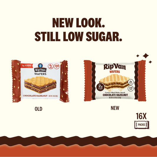Rip Van Chocolate Hazelnut Wafer Cookies - Non GMO Keto Cookies - 16 Count