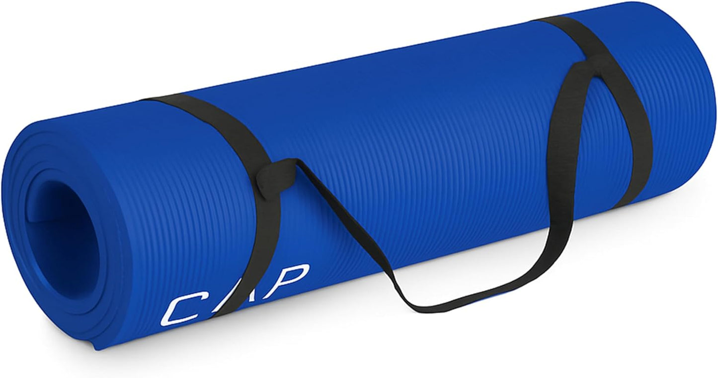 CAP Barbell 1/2-Inch High Density Exercise Yoga Mat with Strap