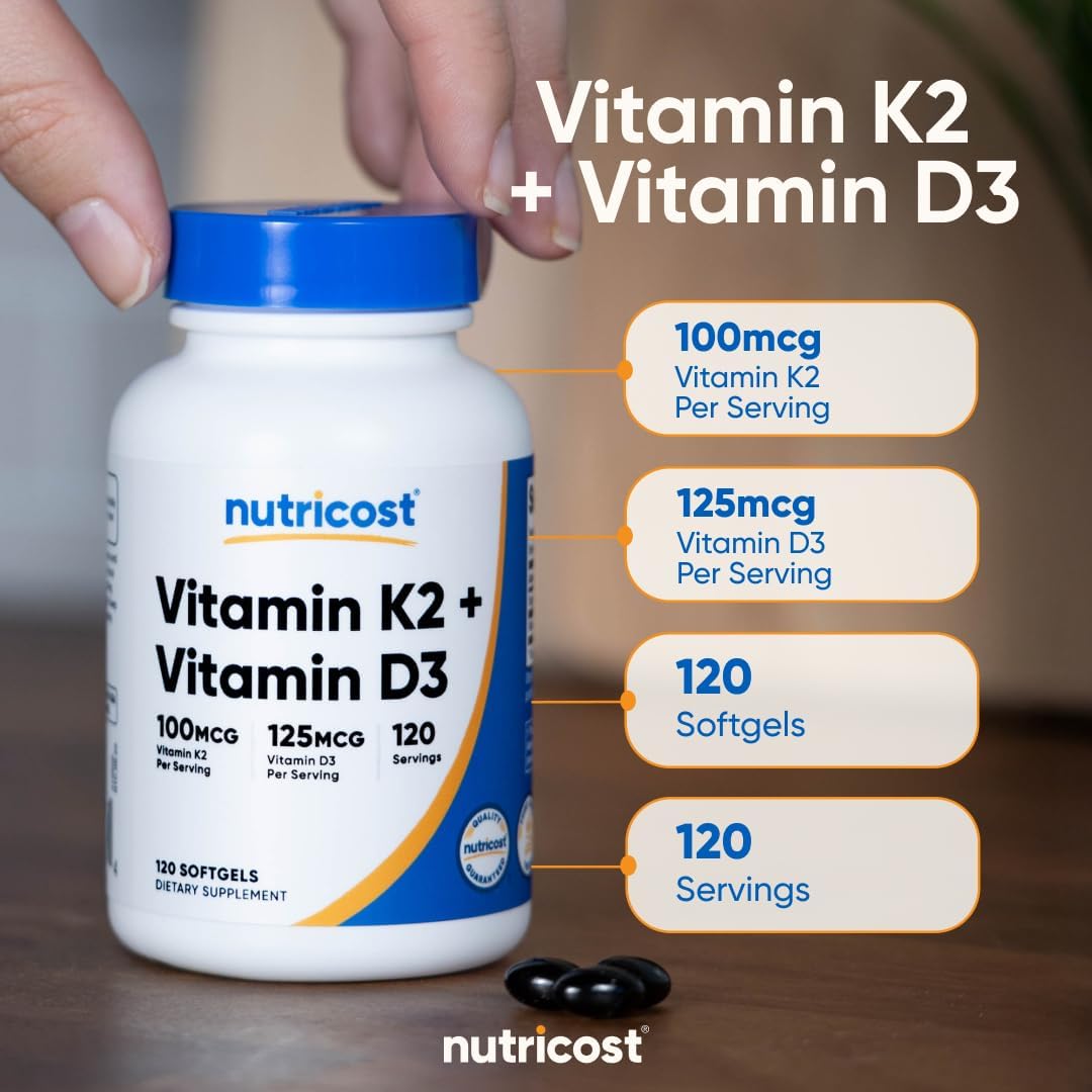Nutricost Vitamin D3 + K2 (5000 IU D3 / 100mcg MK7)