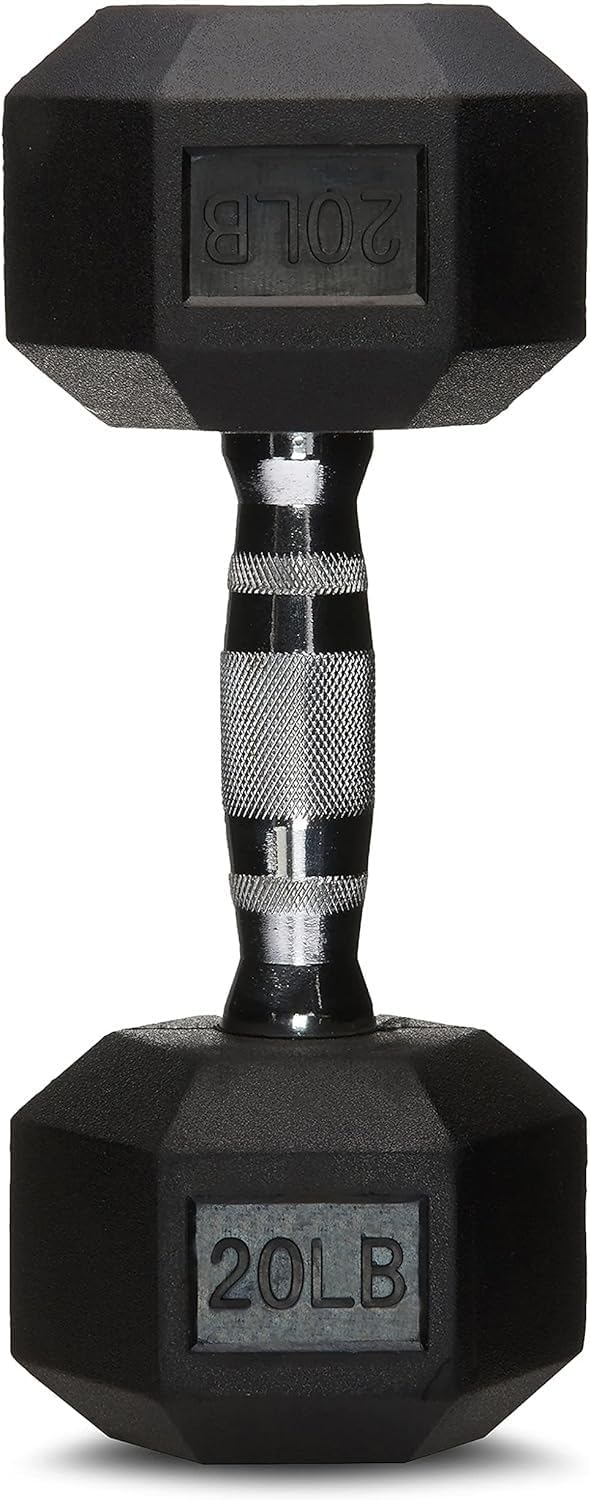 20 Pound Rubber Hex Dumbbell Hand Weight