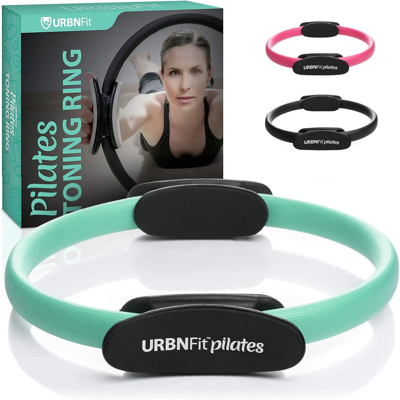 Pilates Ring - 12" Magic Circle W/Dual Grip, Foam Pads for Inner Thigh Workout, Toning, Fitness & Pelvic Floor Exercise - Yoga Rings W/Bonus Exercise Guide