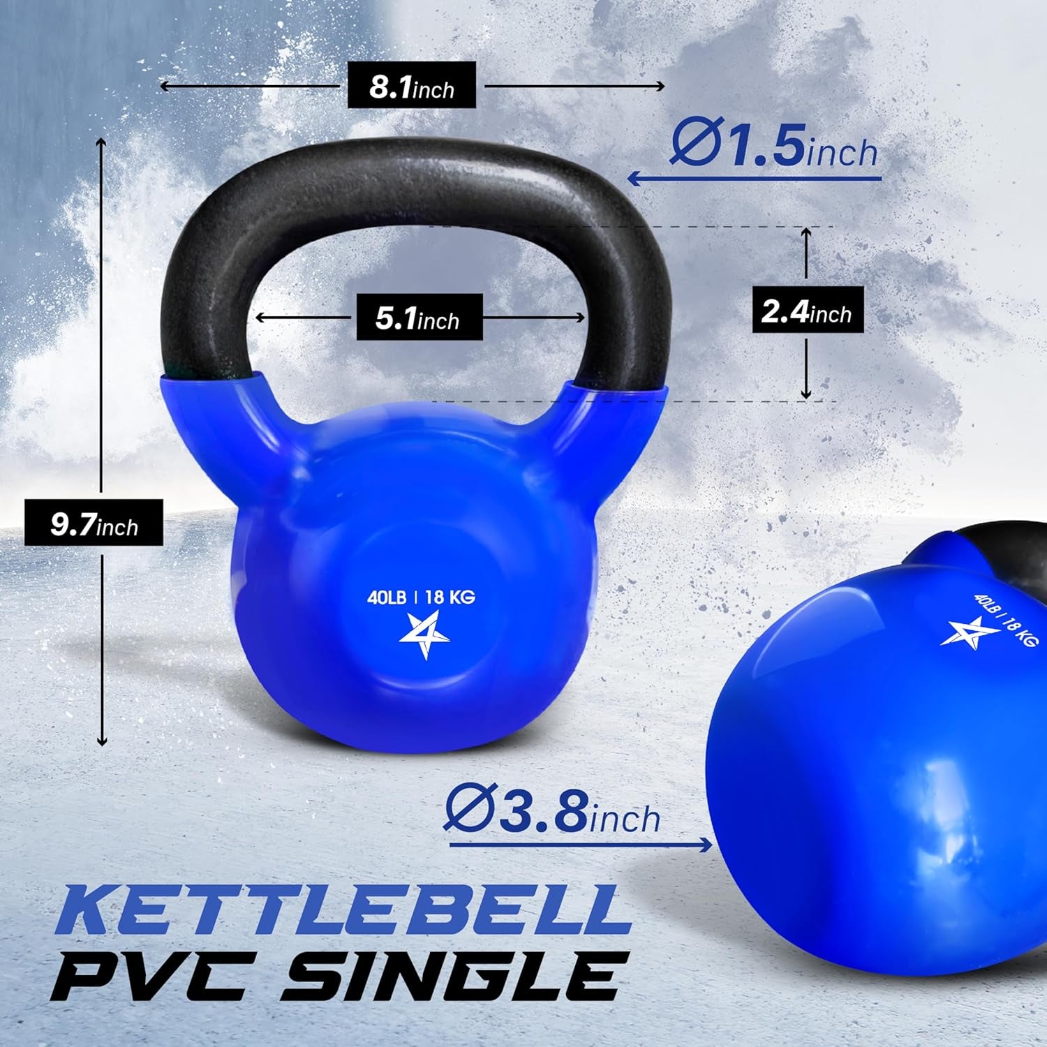 40 Pound Vinyl Coated Cast Iron Kettlebell