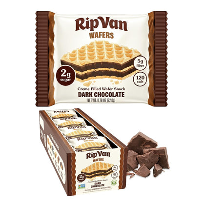 Rip Van Dark Chocolate Wafer Cookies - Non GMO Keto Cookies - 16 Count