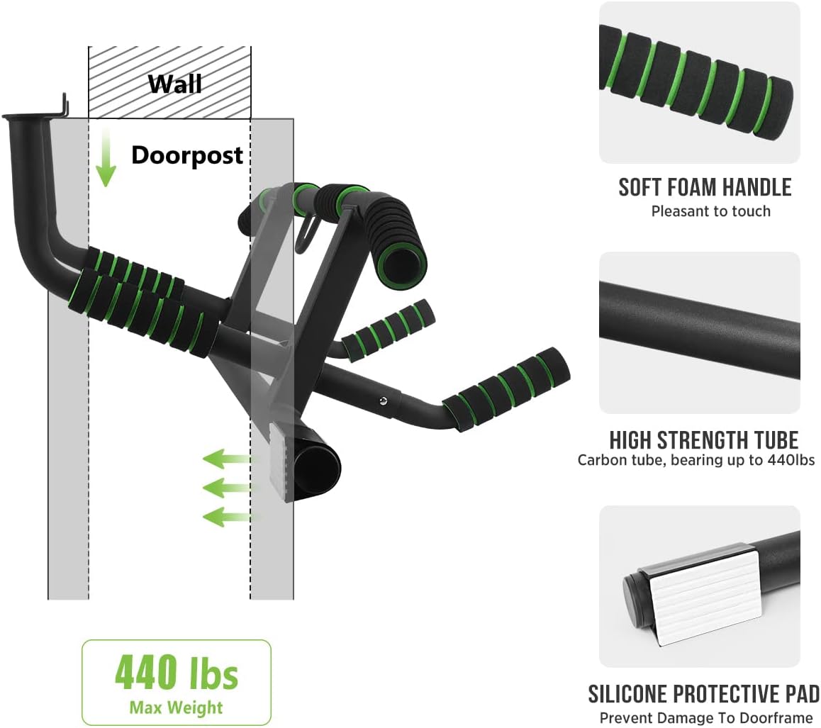 Upgrade Multi-Grip Pull up Bar with Smart Larger Hooks Technology