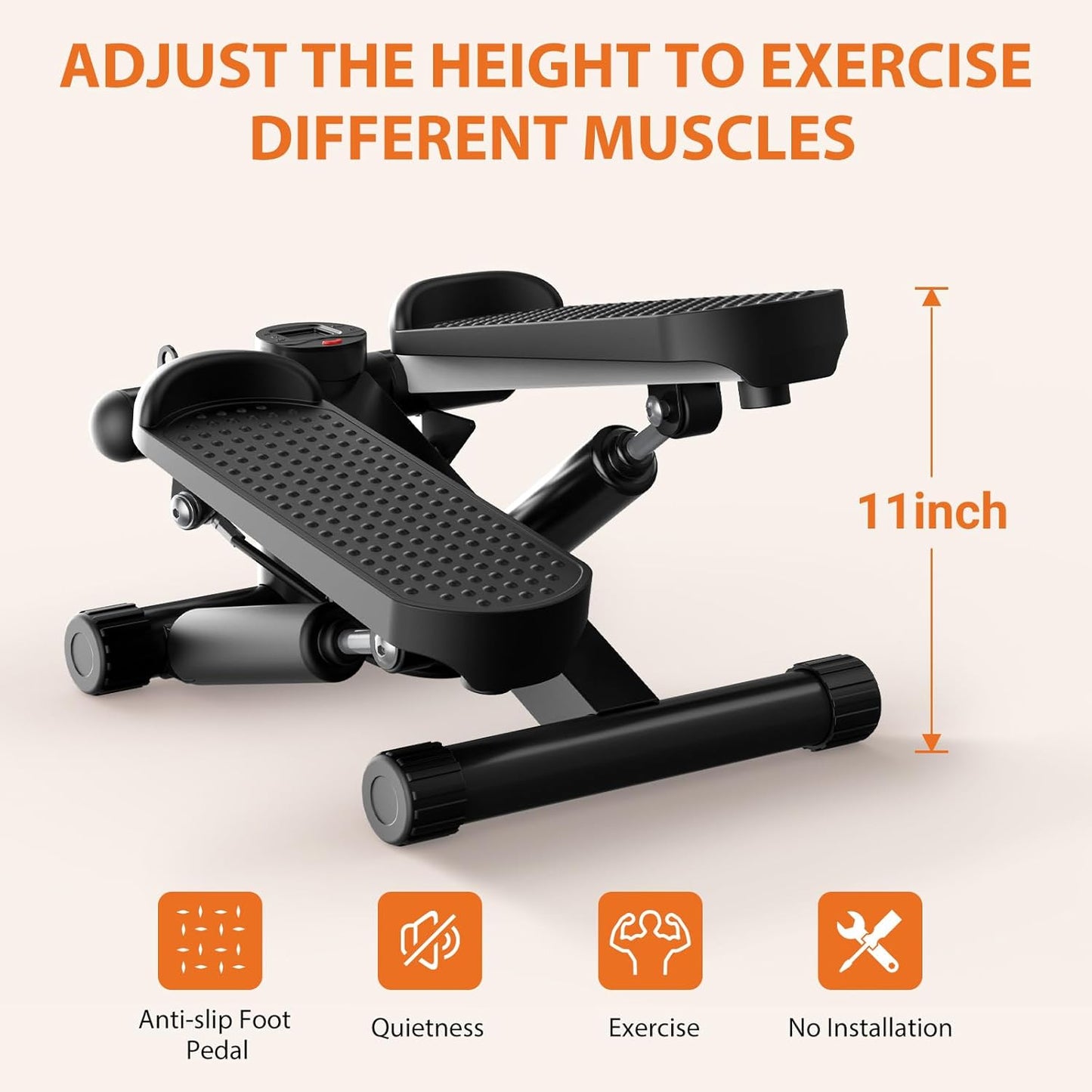 Sweetcrispy Mini Stair Steppers with Resistance Bands for Exercise at Home