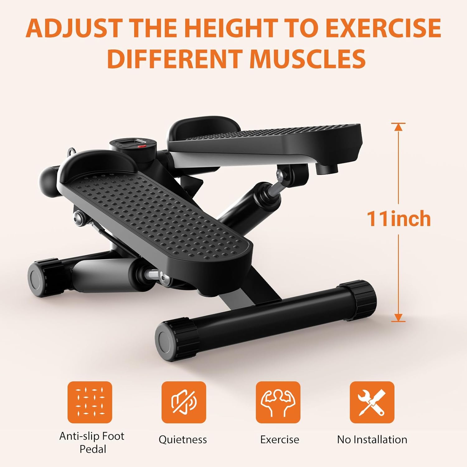 Sweetcrispy Mini Stair Steppers with Resistance Bands for Exercise at Home