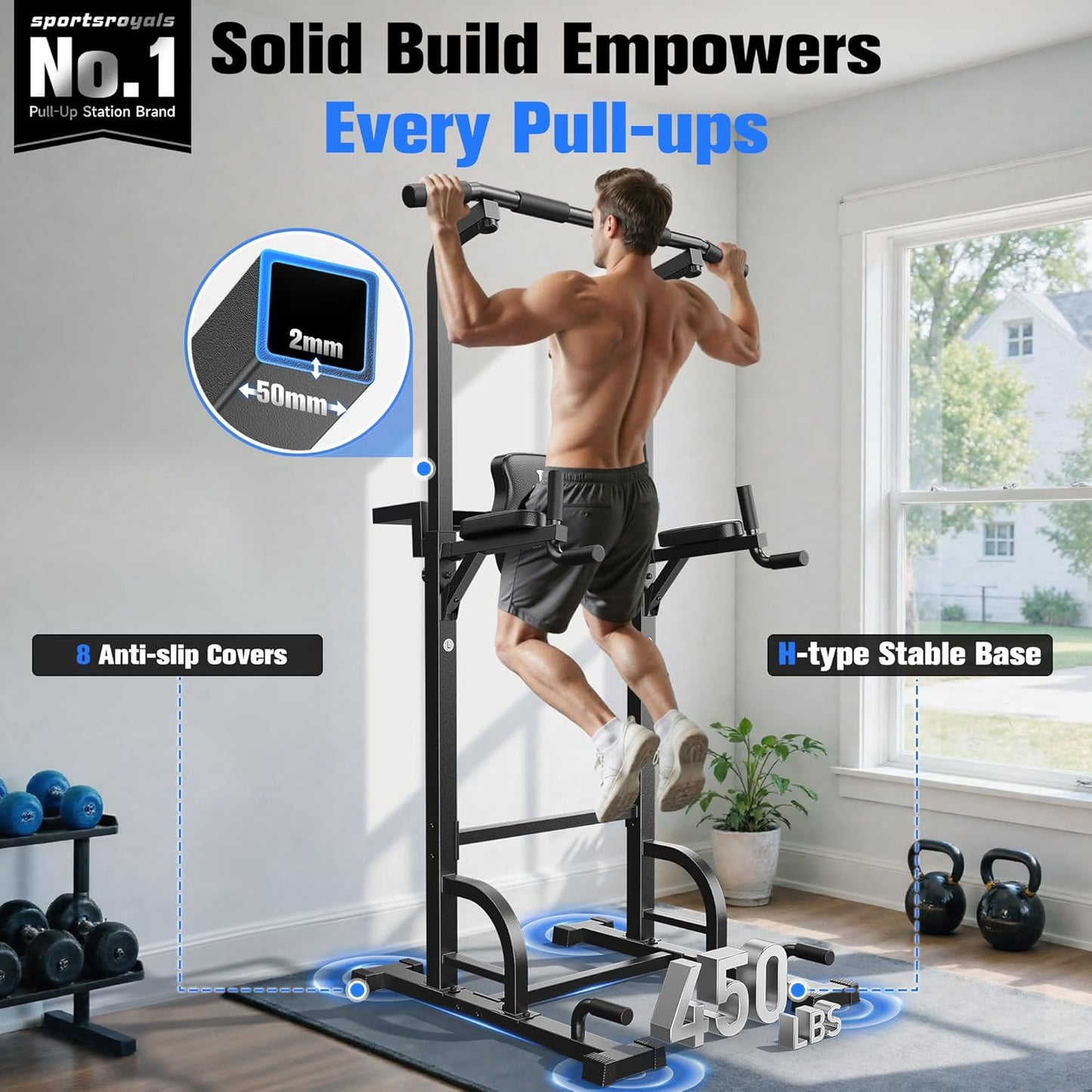 450LBS Stable Pull up Dip Station for Home Gym