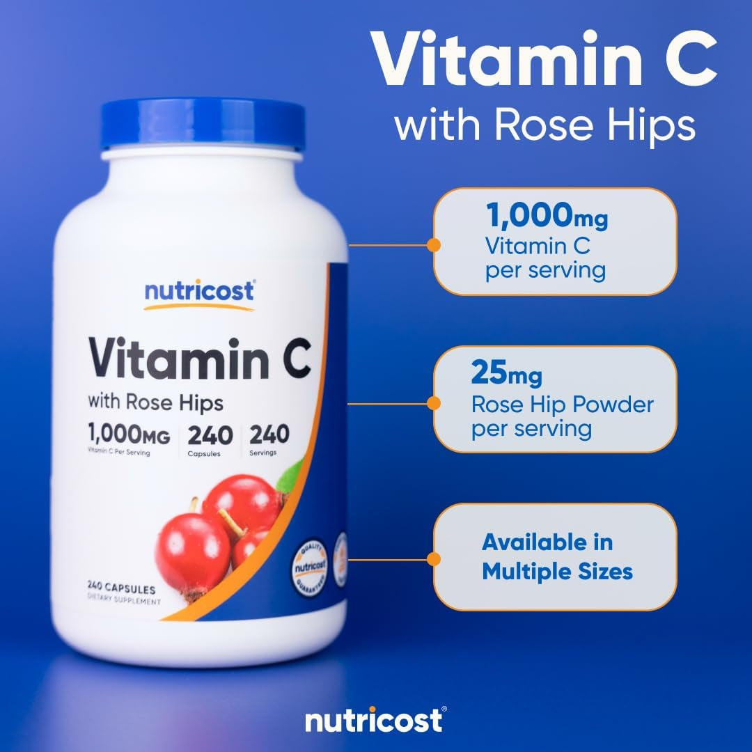 Nutricost Vitamin C with Rose Hips 1025mg