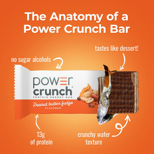 Power Crunch Protein Energy Wafer Bars, Peanut Butter Fudge (12 Count)