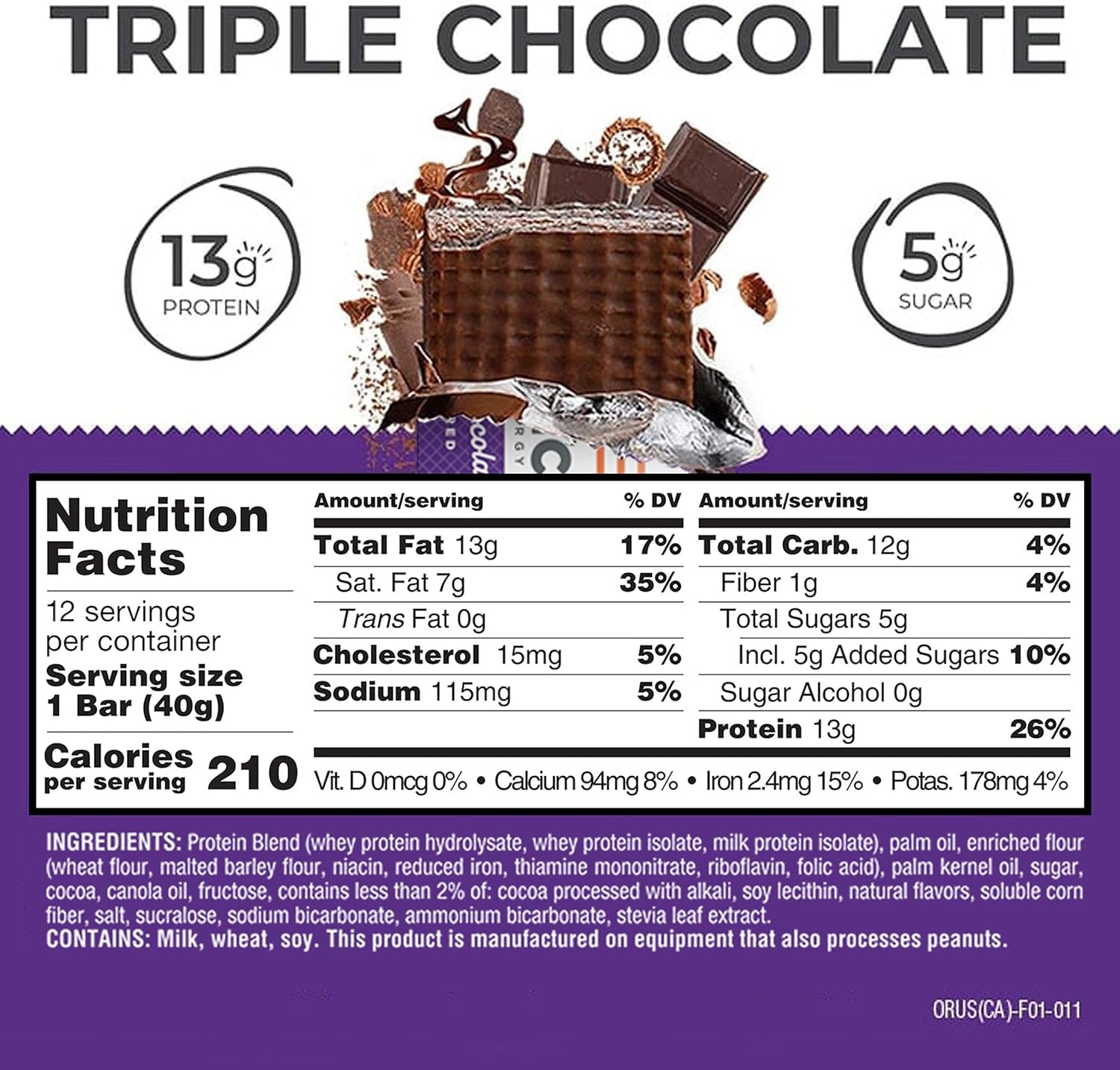 Power Crunch Protein Energy Wafer Bars, Triple Chocolate (12 Count)