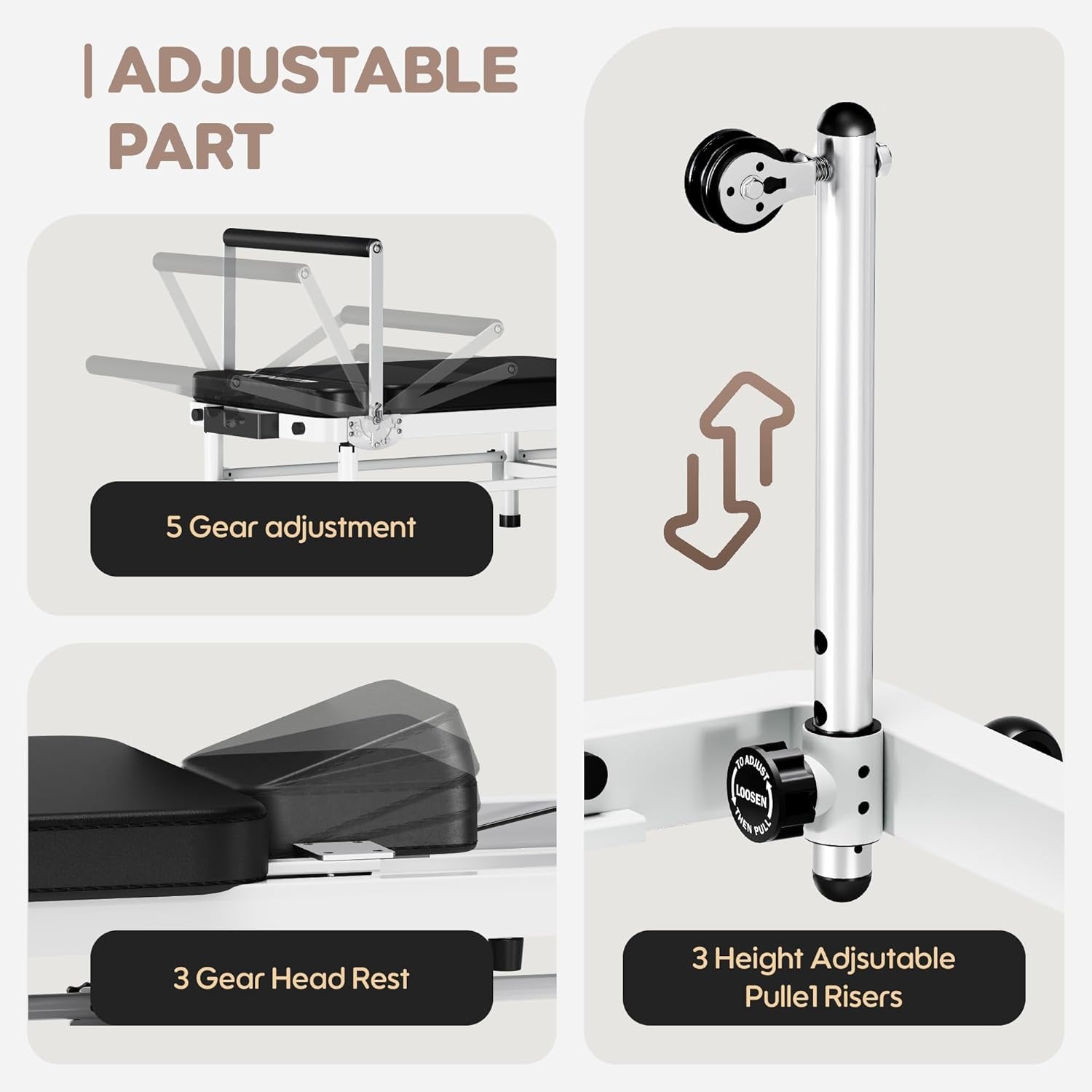 Pilates Reformer, 91’’ Foldable Reformer Pilates Machine with High & Low Mode