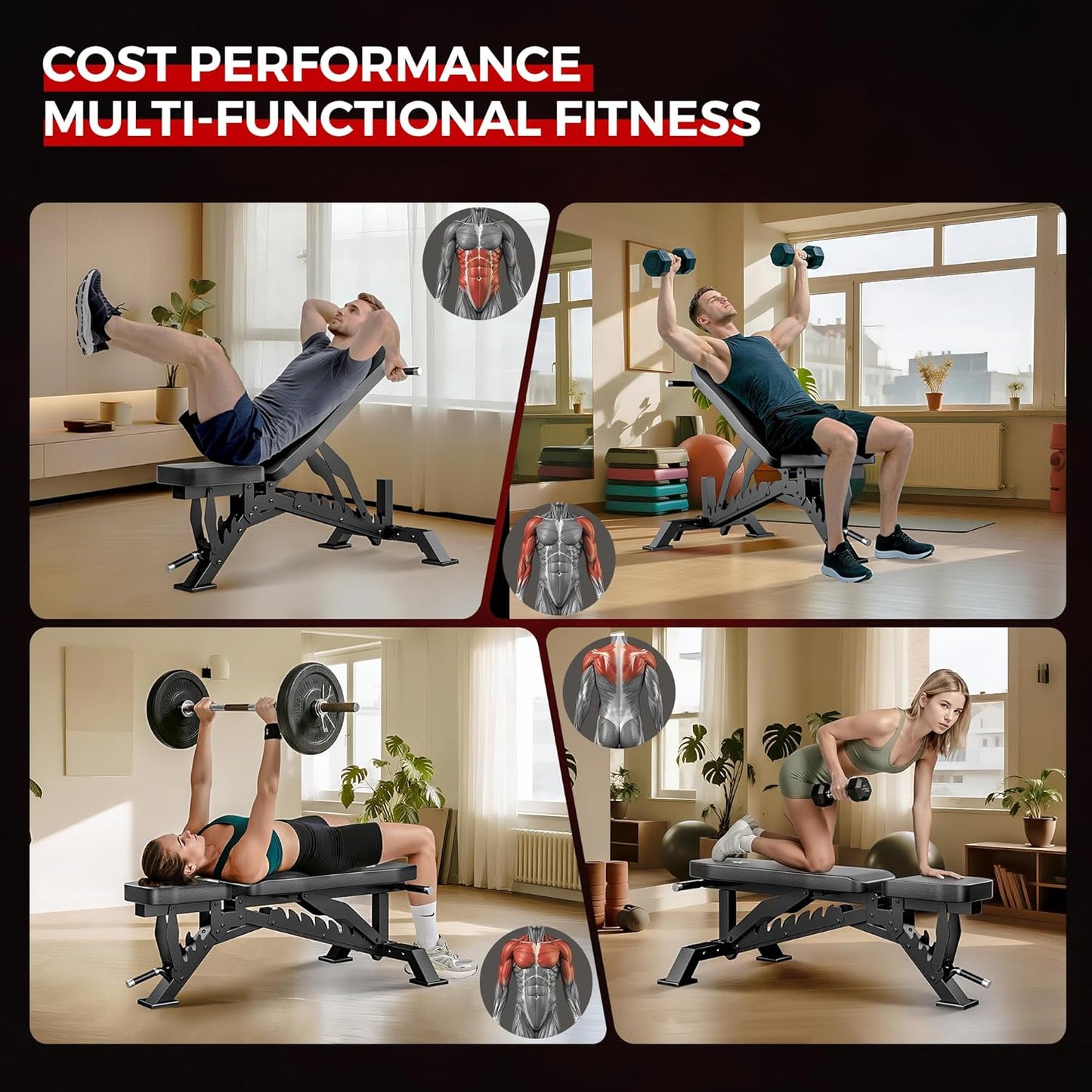 STACOO Adjustable Workout Bench for Home Gym