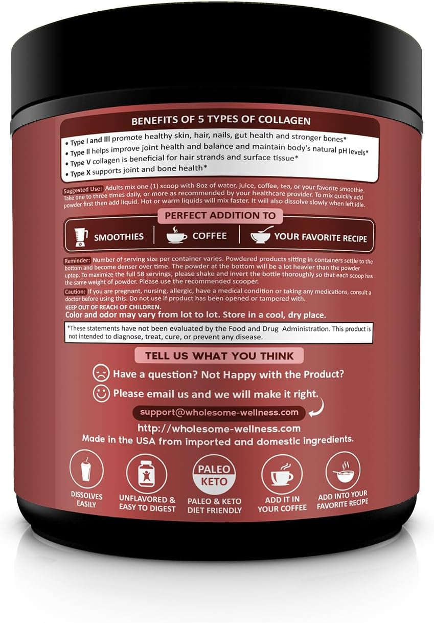 Wholesome Wellness Premium Multi Collagen Peptides Protein Powder