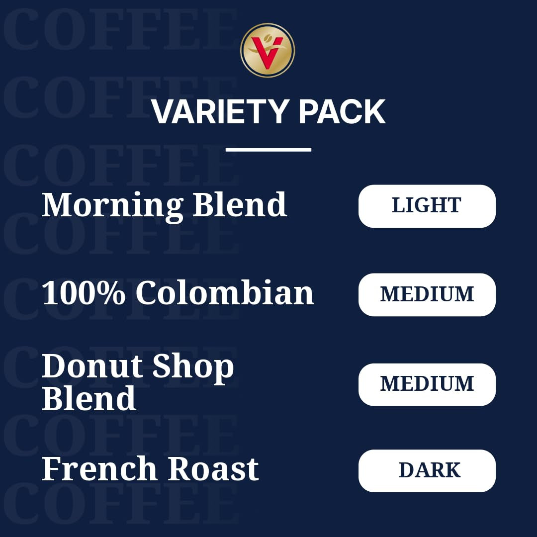Victor Allen's Coffee Variety Pack (Morning Blend, 100% Colombian, Donut Shop Blend, French Roast), Keurig K-Cup Pods