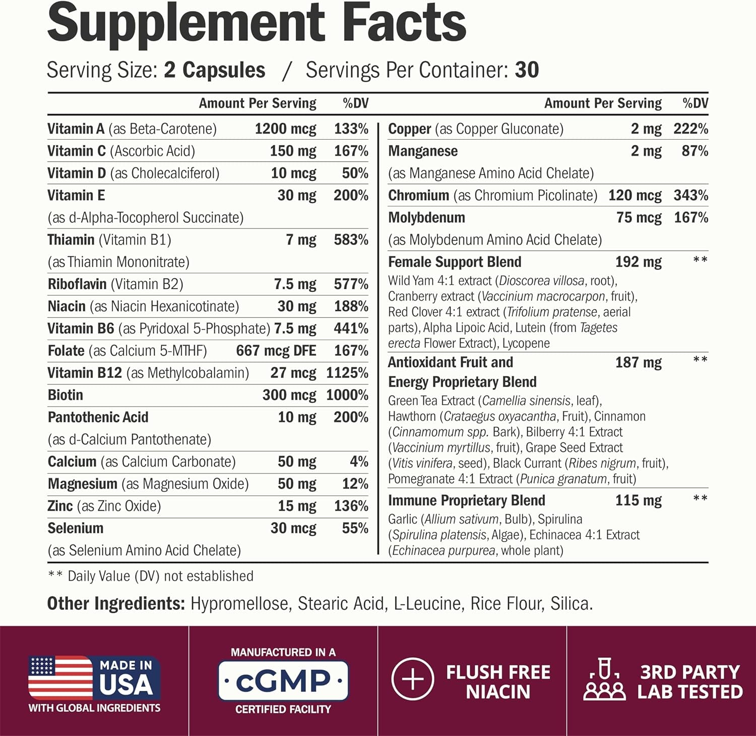 Multivitamin for Women with Methylated Vitamins
