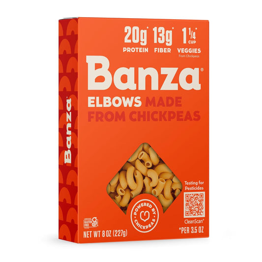 Banza Elbows Pasta from Chickpeas - Gluten Free, High Protein, and Lower Carb