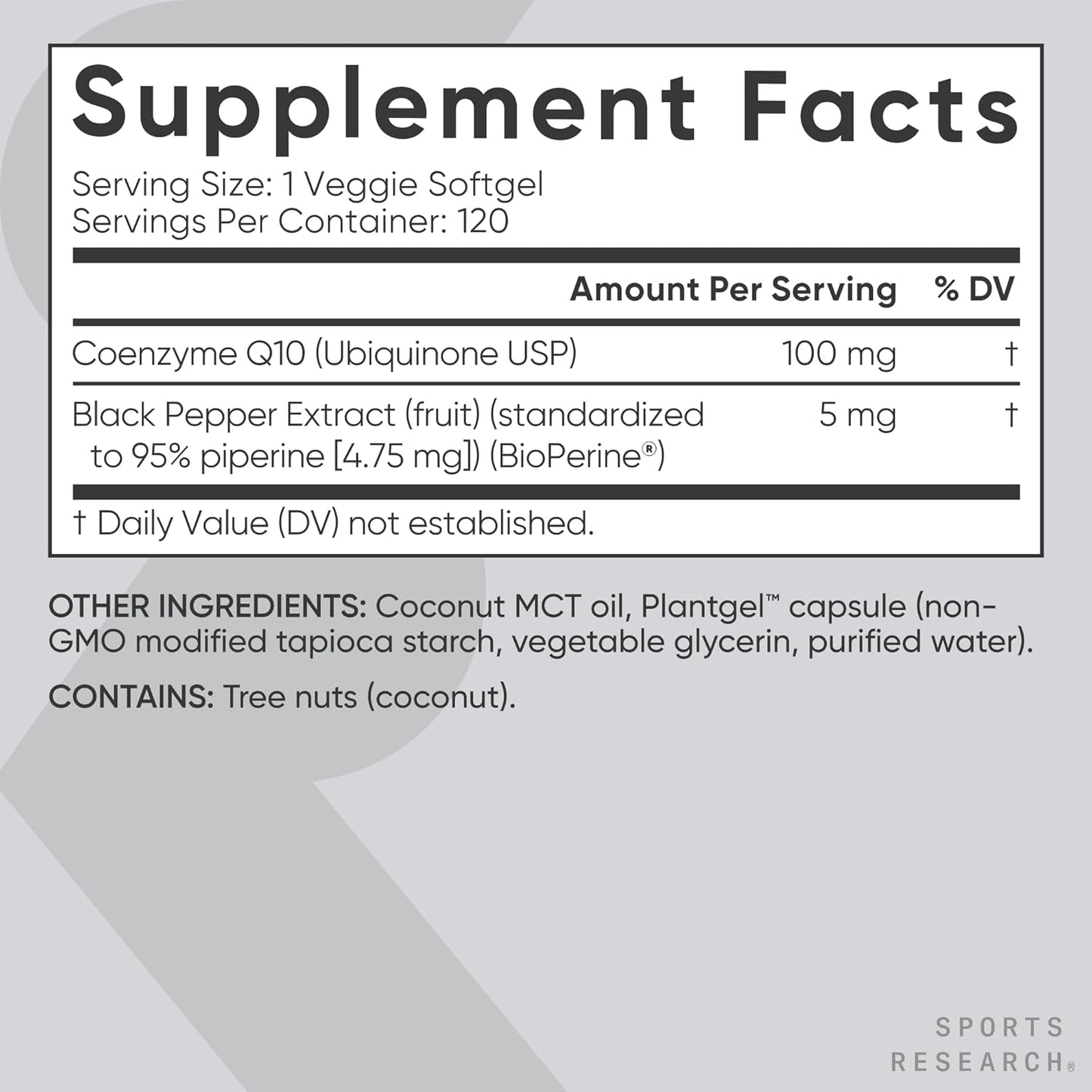 Sports Research CoQ10 (100mg) Enhanced