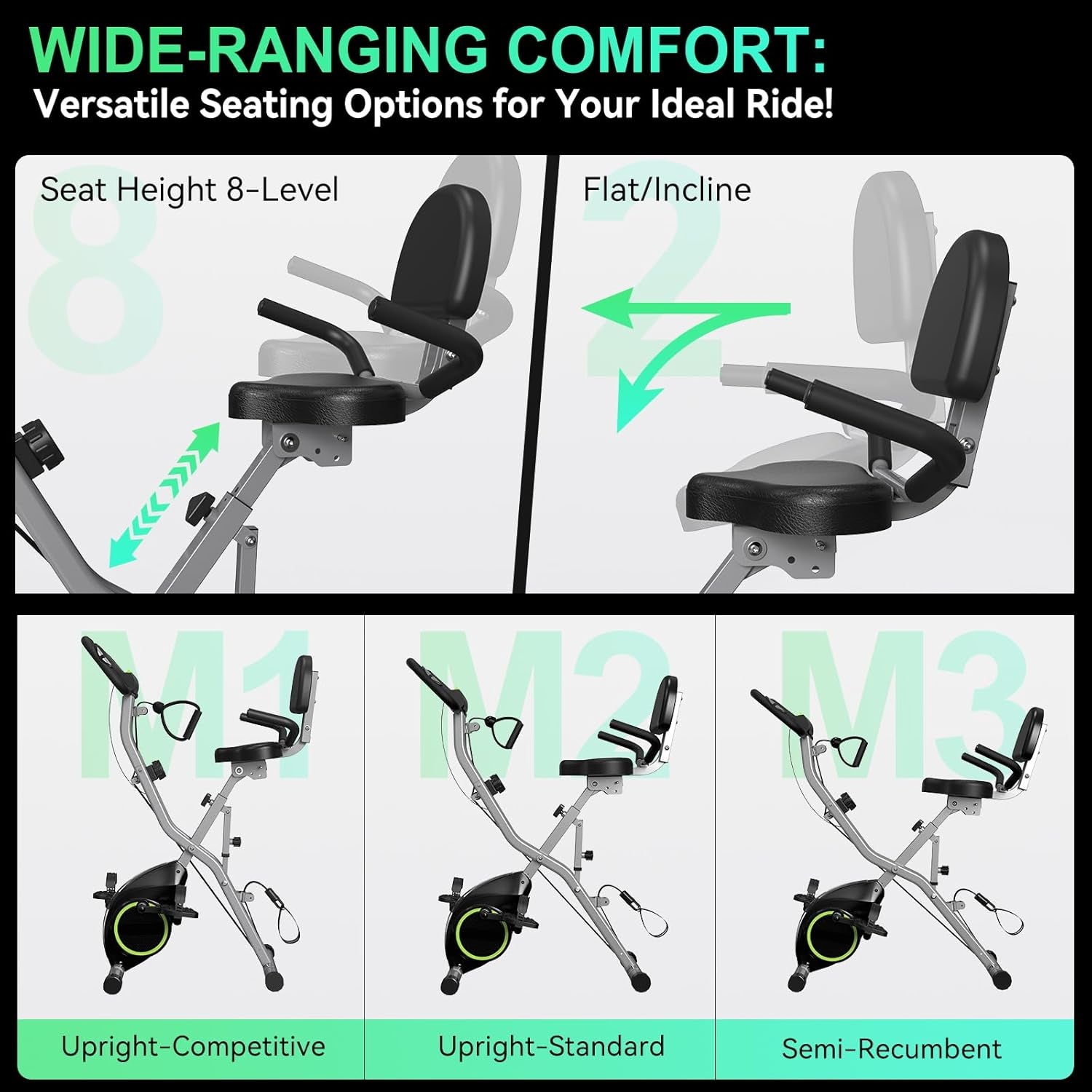 USLIM Foldable Exercise Bike Stationary Bikes for Home