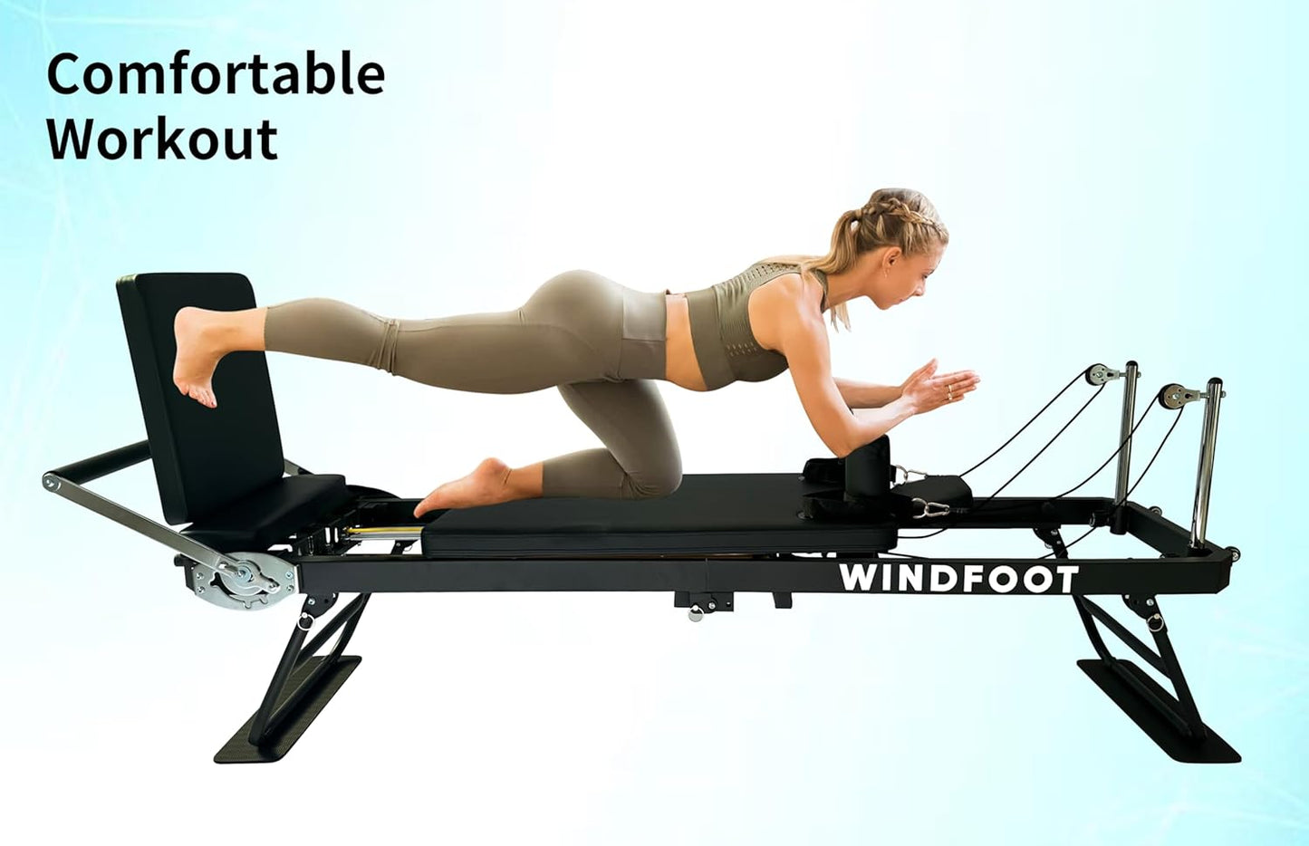Pilates Reformer Machine Equipment with Springs & Cords for Home Workout