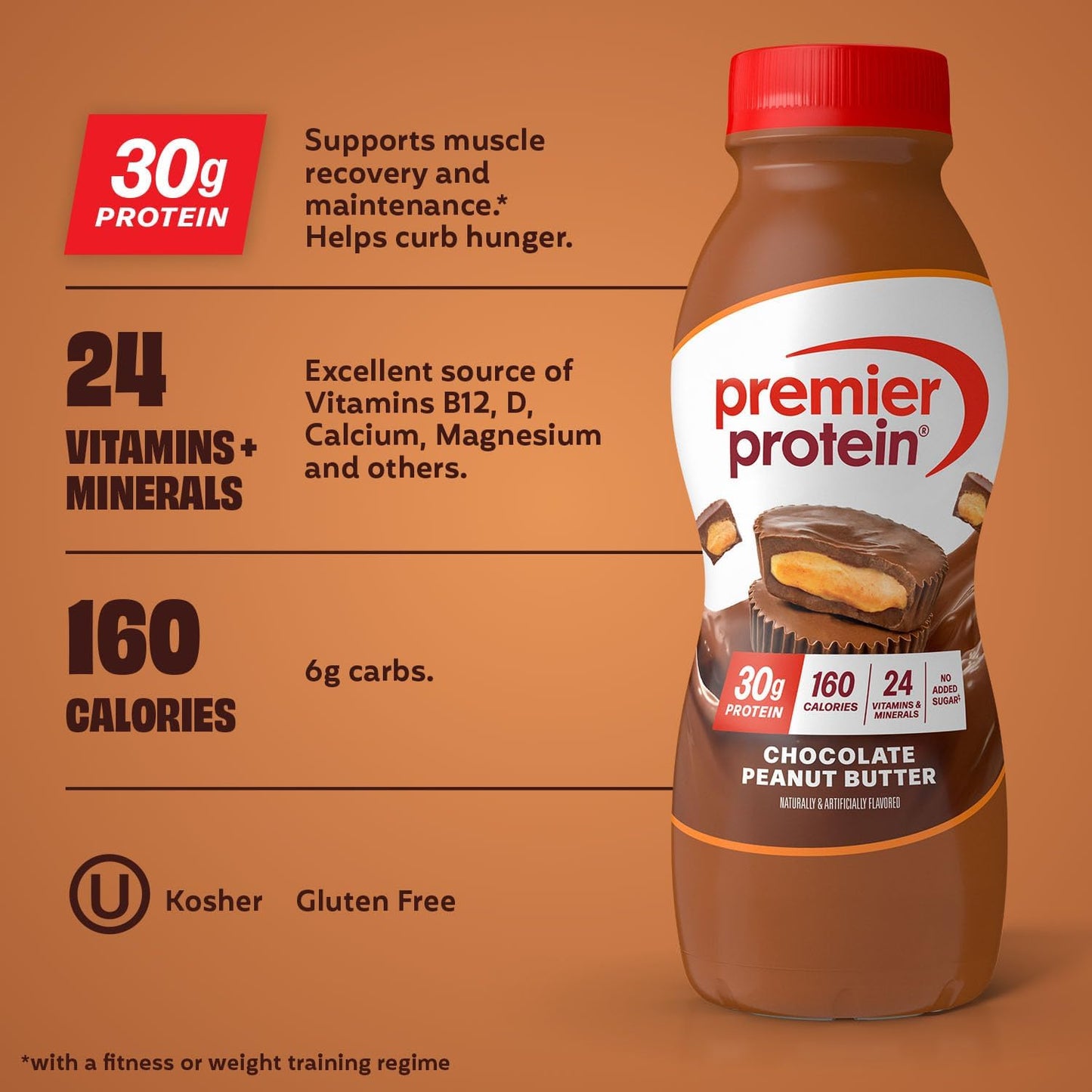 Premier Protein Shake, Chocolate Peanut Butter, 30G Protein, 11.5 Fl oz, 12 Pack