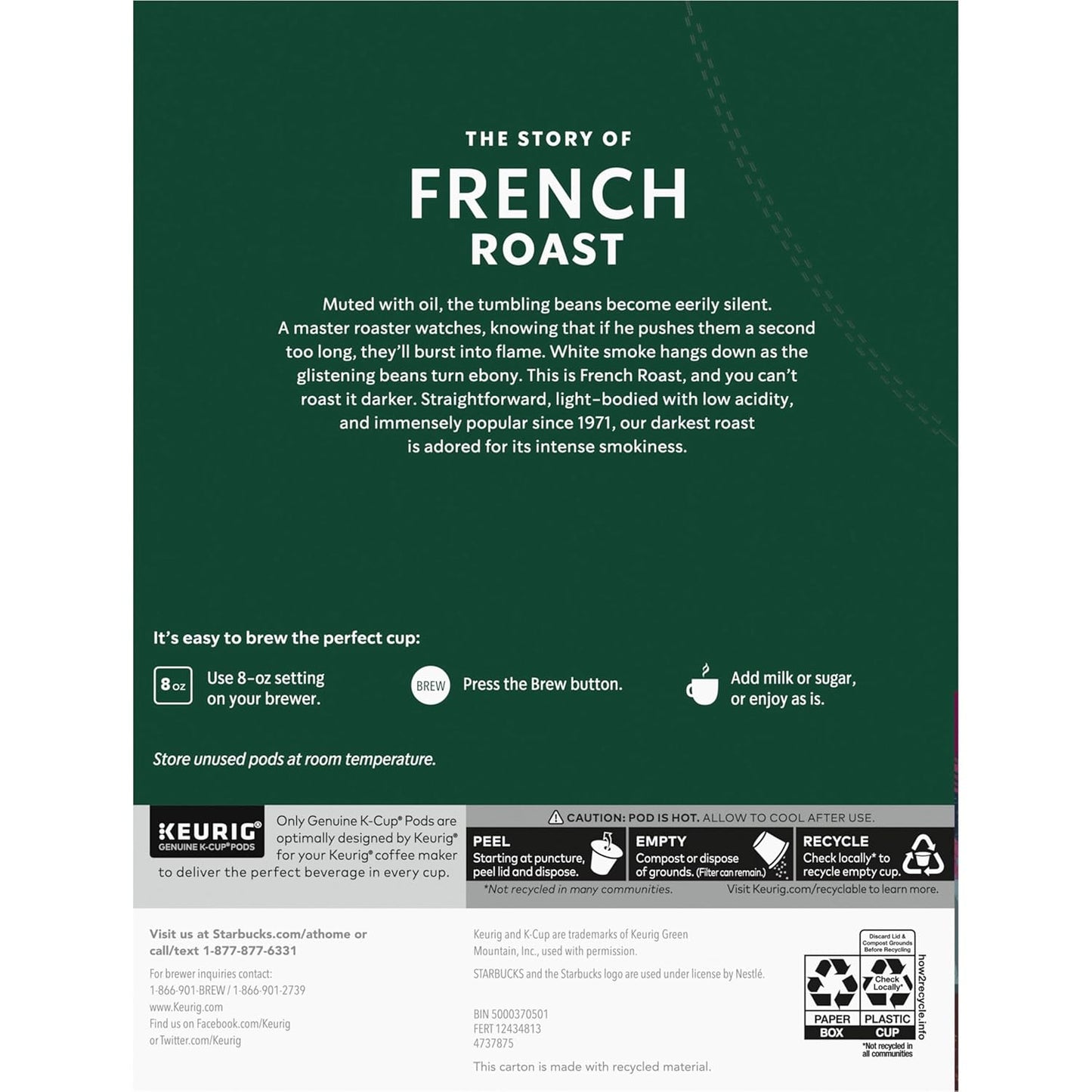 Starbucks K-Cup Coffee Pods, Dark Roast Coffee, French Roast