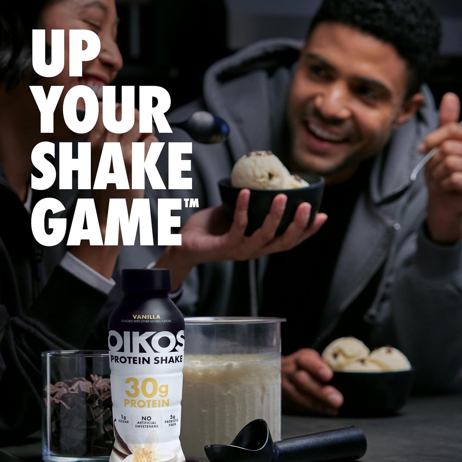 Oikos Protein Shake, Salted Caramel, 30G High Protein Drinks, 12 Fl oz Bottle, 12 Count