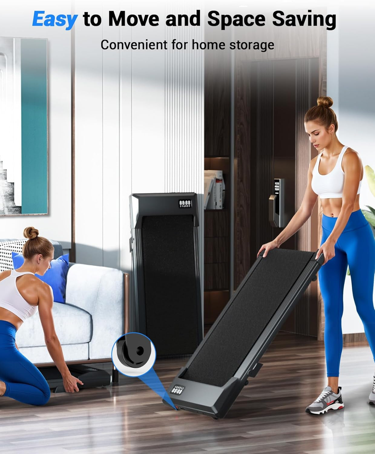 DeerRun Under Desk Walking Pad Treadmill for Home & Office