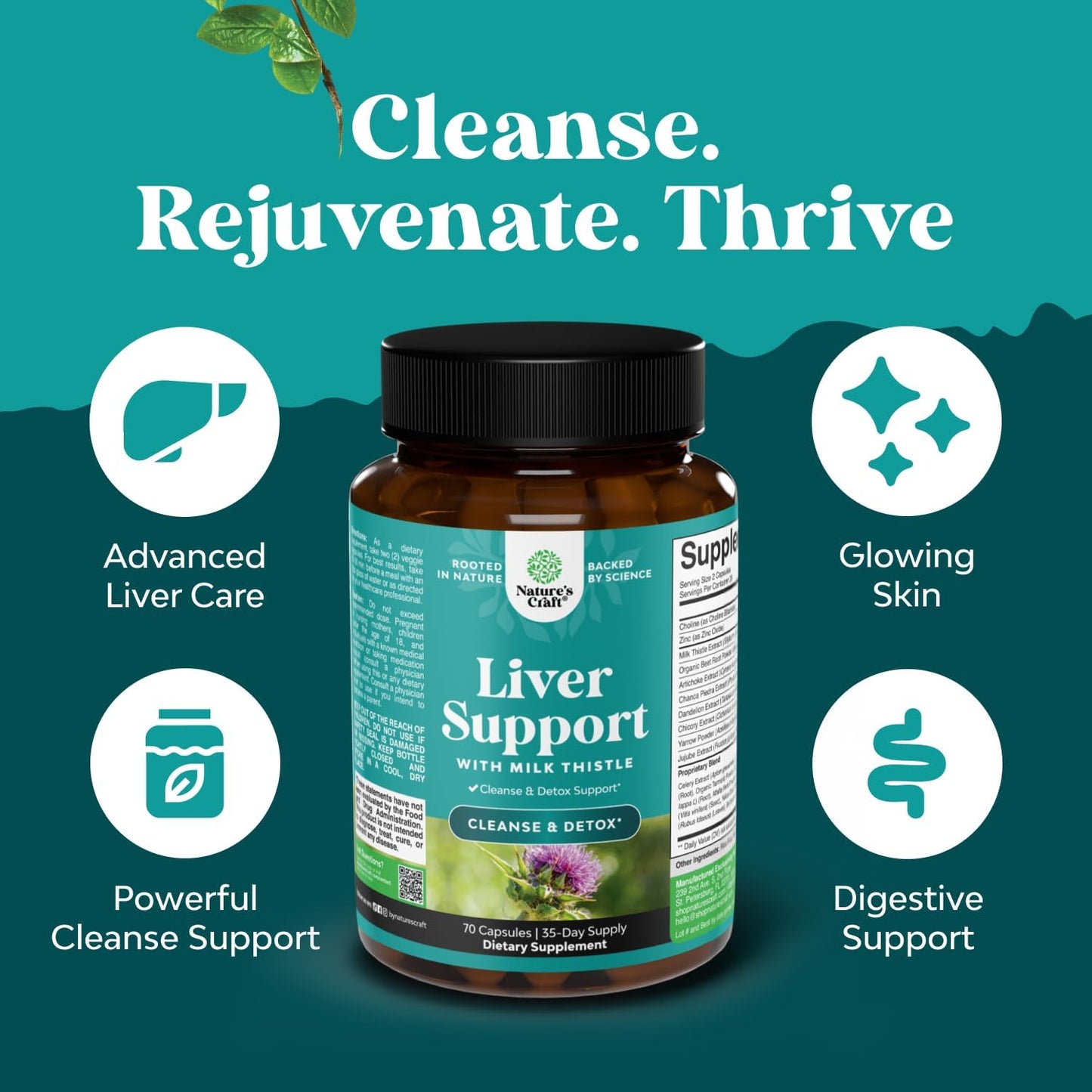 Liver Cleanse Detox & Repair - Milk Thistle Supplement for Digestion Health