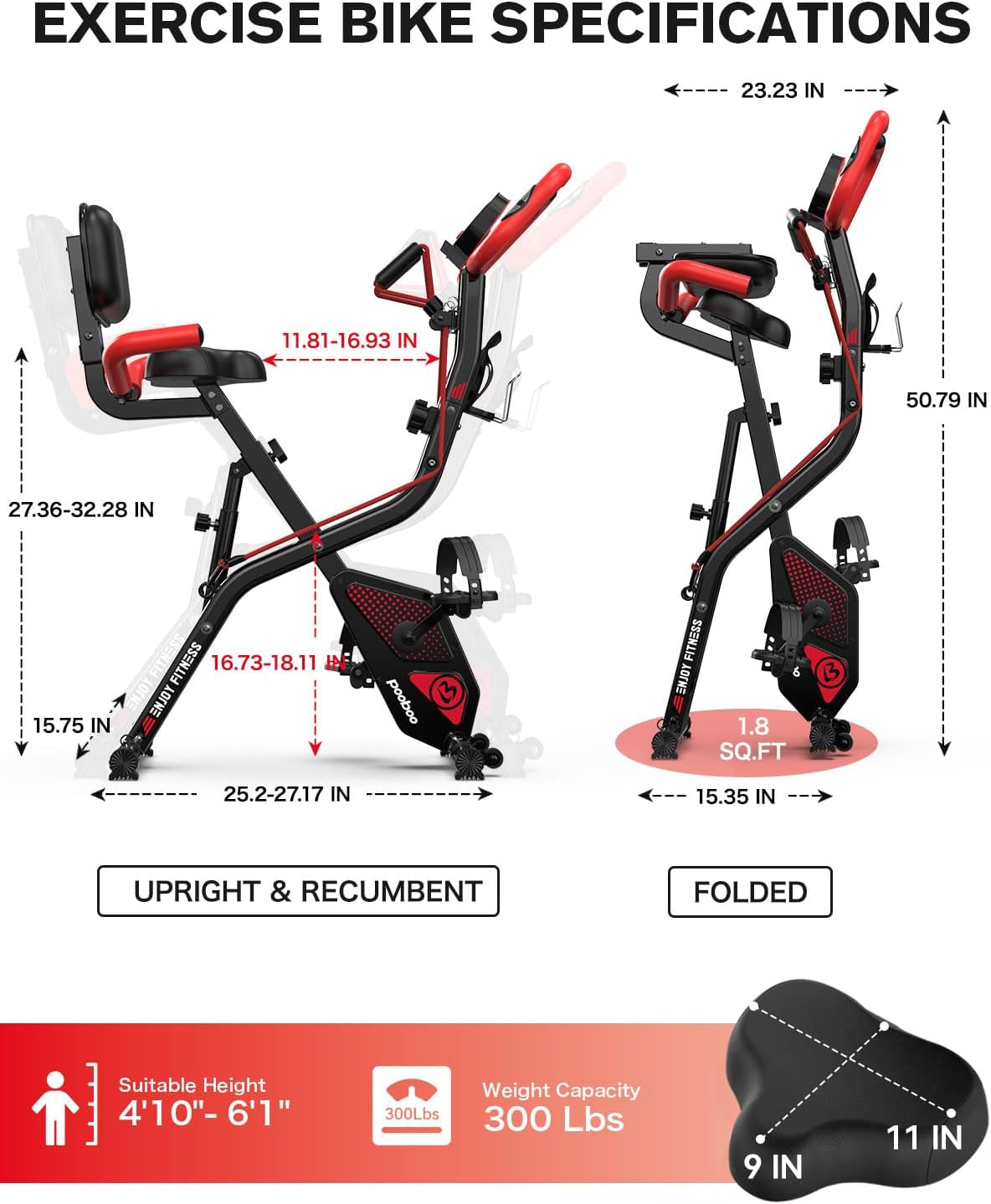 pooboo Folding Exercise Bike