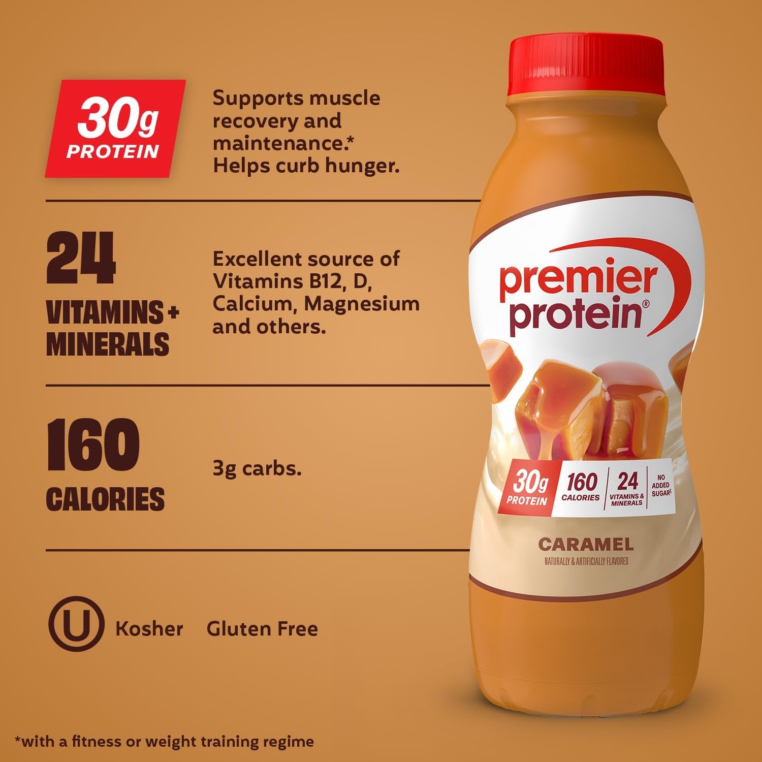 Premier Protein Shake, Caramel, 30G Protein, 11.5 Fl oz, 12 Pack
