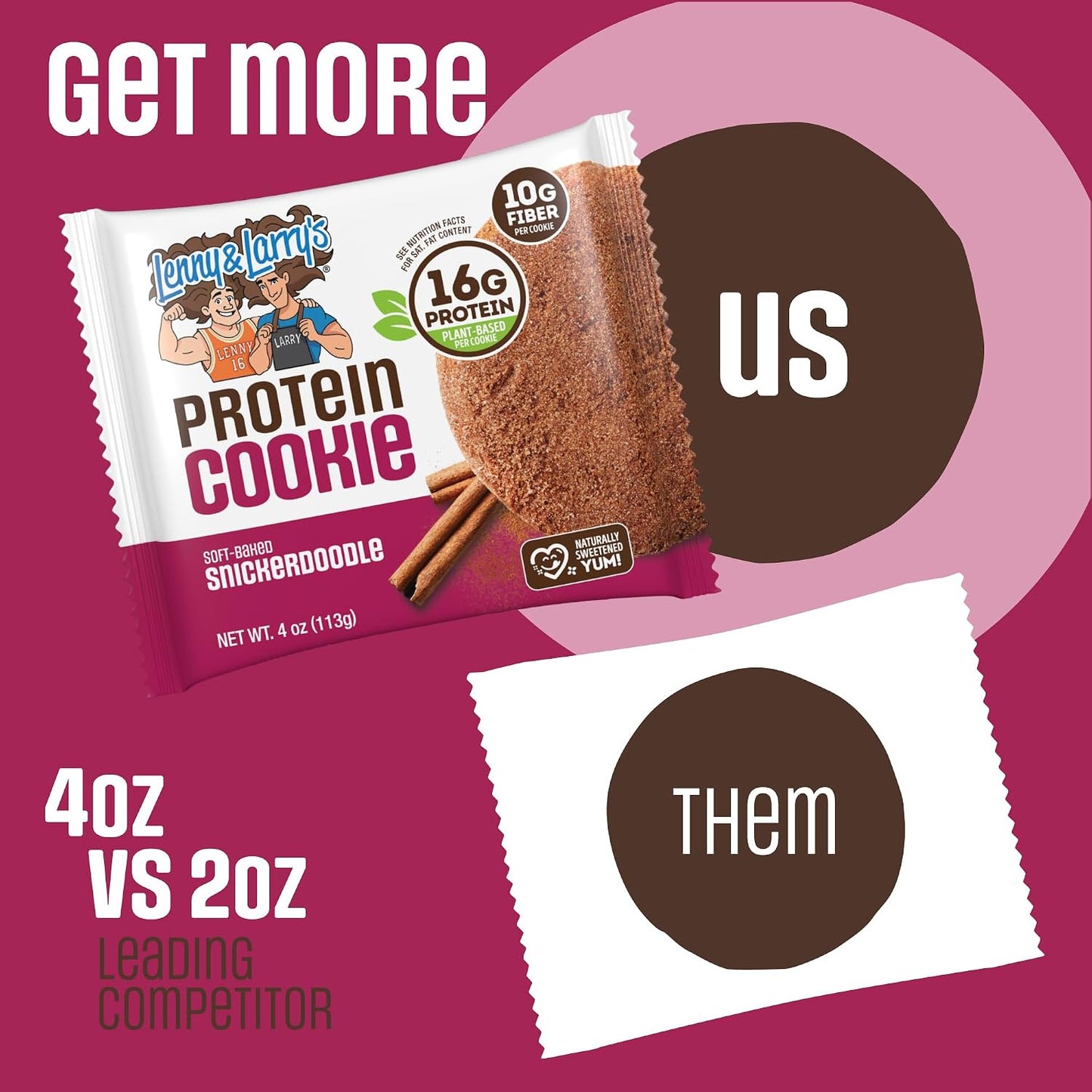 Lenny & Larry's Protein Cookie, Snickerdoodle – Pack of 12
