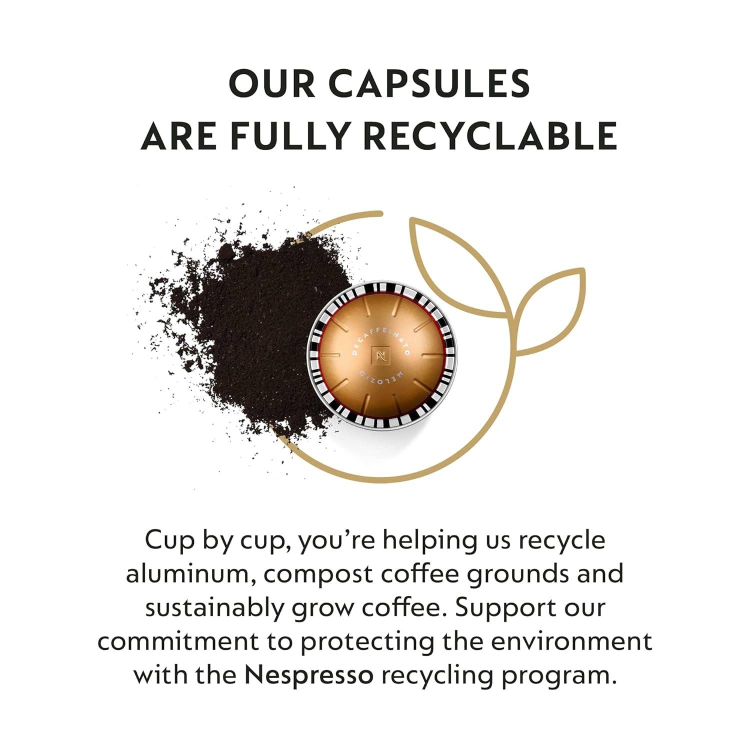 Nespresso Capsules Vertuo, Melozio Decaffeinato, Medium Roast Espresso, Brews 7.8 Oz.