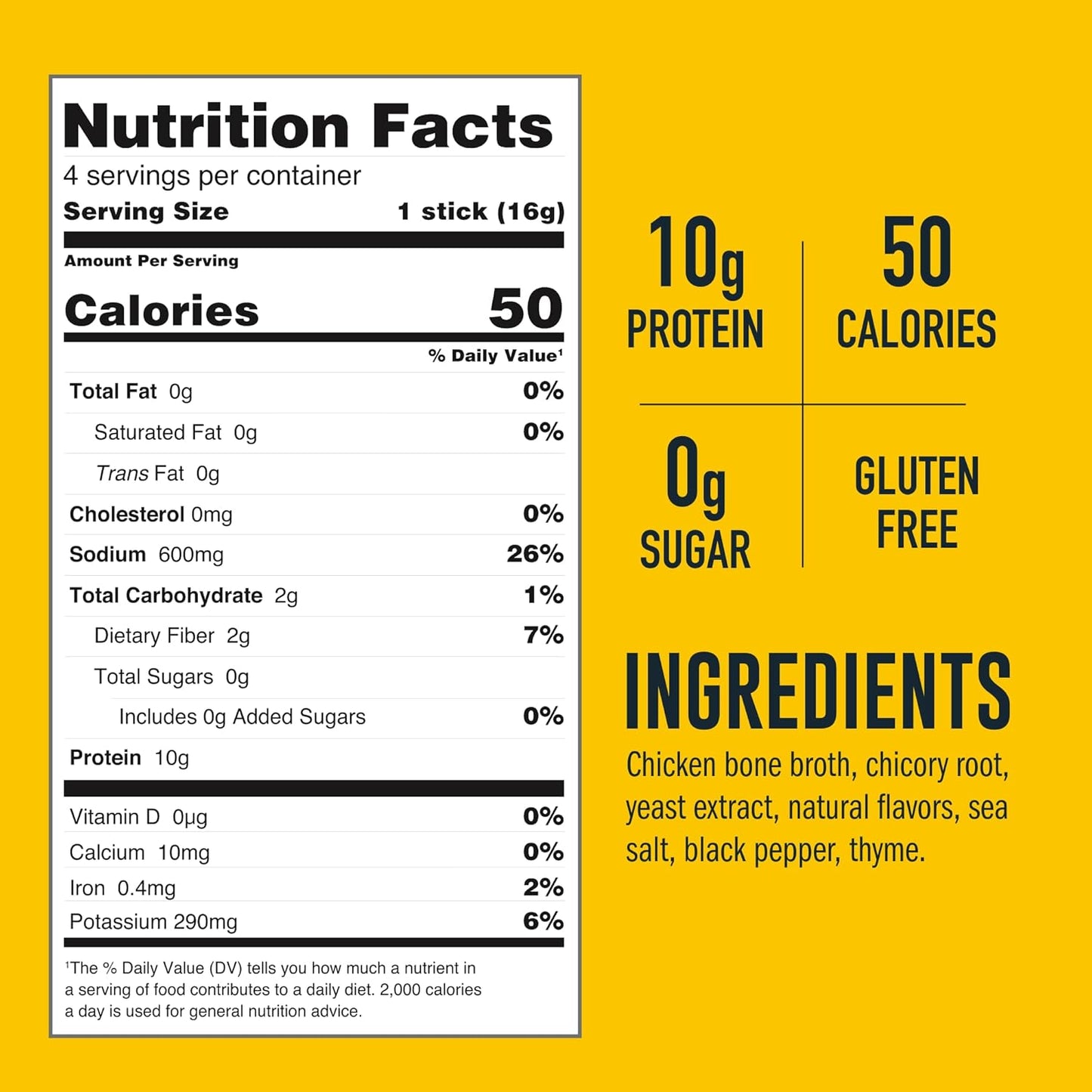 LonoLife Chicken Bone Broth Powder Mix | 10 Portable Stick Pack Servings
