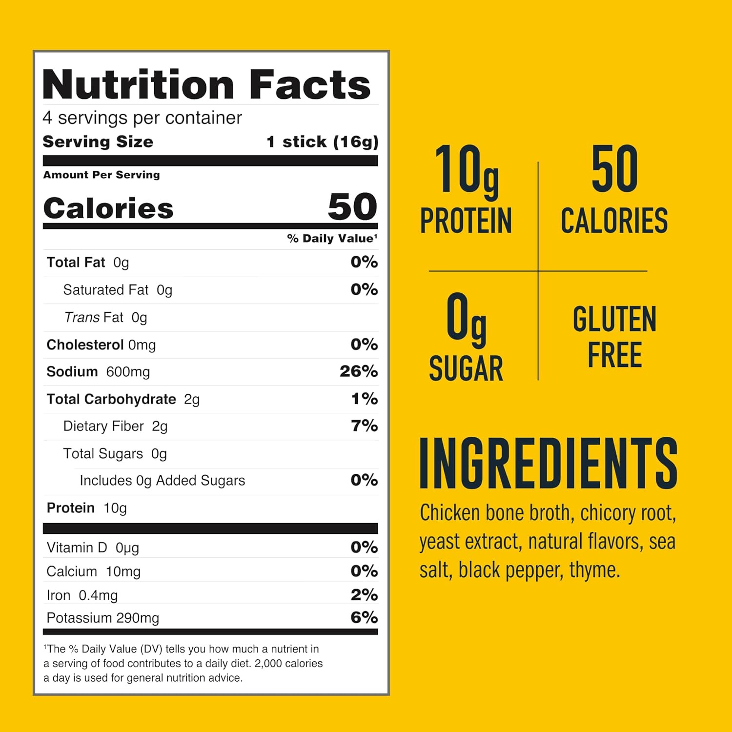 LonoLife Chicken Bone Broth Powder Mix | 10 Portable Stick Pack Servings