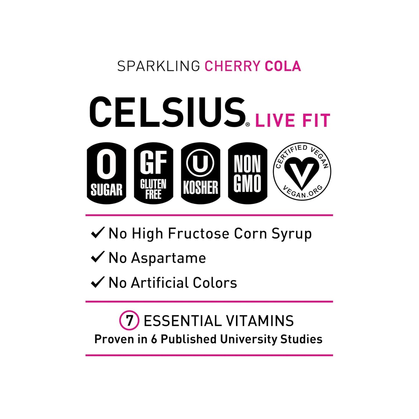 CELSIUS Sparkling Cherry Cola, Sugar Free Energy Drink, 12 Fl Oz (Pack of 12)
