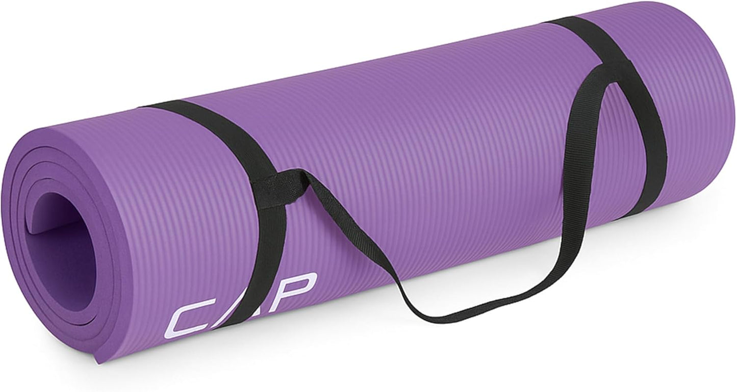 CAP Barbell 1/2-Inch High Density Exercise Yoga Mat with Strap