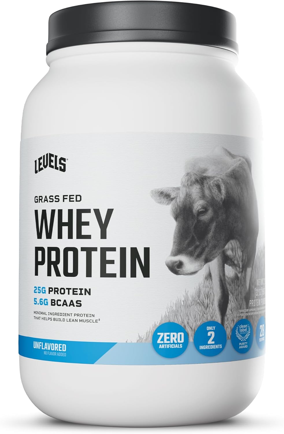 Levels Grass Fed Whey Protein Powder, No Artificials, 24G of Protein, 2LB