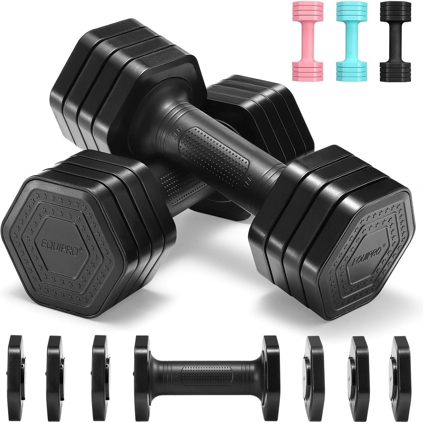 Adjustable Dumbbell Set, 4 in 1 Free Weights Dumbbells Set