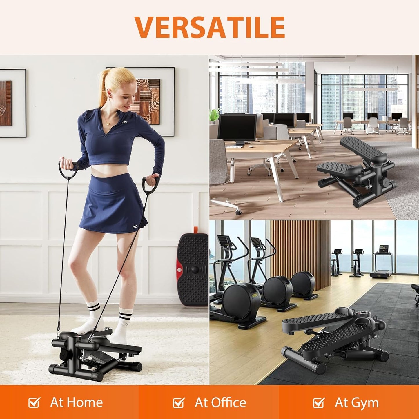 Sweetcrispy Mini Stair Steppers with Resistance Bands for Exercise at Home