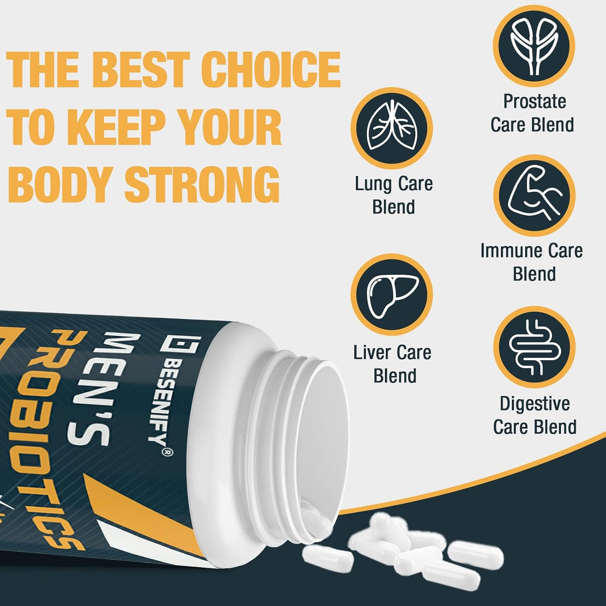 Probiotics for Men, 500 Billion Cfus & 12 Strains, Mens Probiotic, 60 Cap